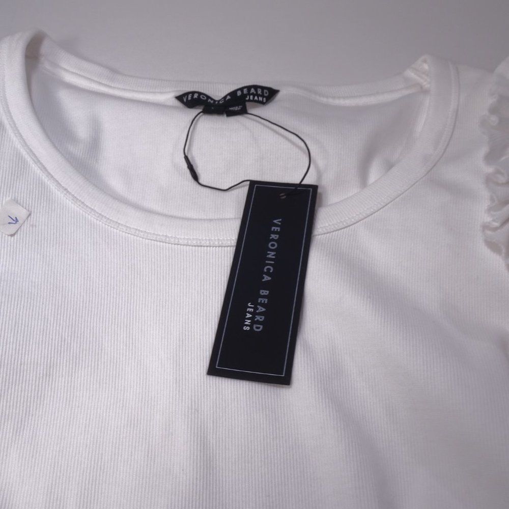 Veronica Beard Avedon Top White Ruffle Long Sleeve Top Sz L NWT 228 IRRG - Picture 8 of 8